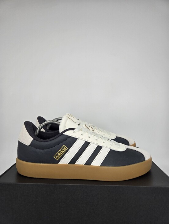 Adidas Men\'s VL Court 3.0 JR8638 Carbon Core White Gold Metallic Shoes Size 13 main image 6